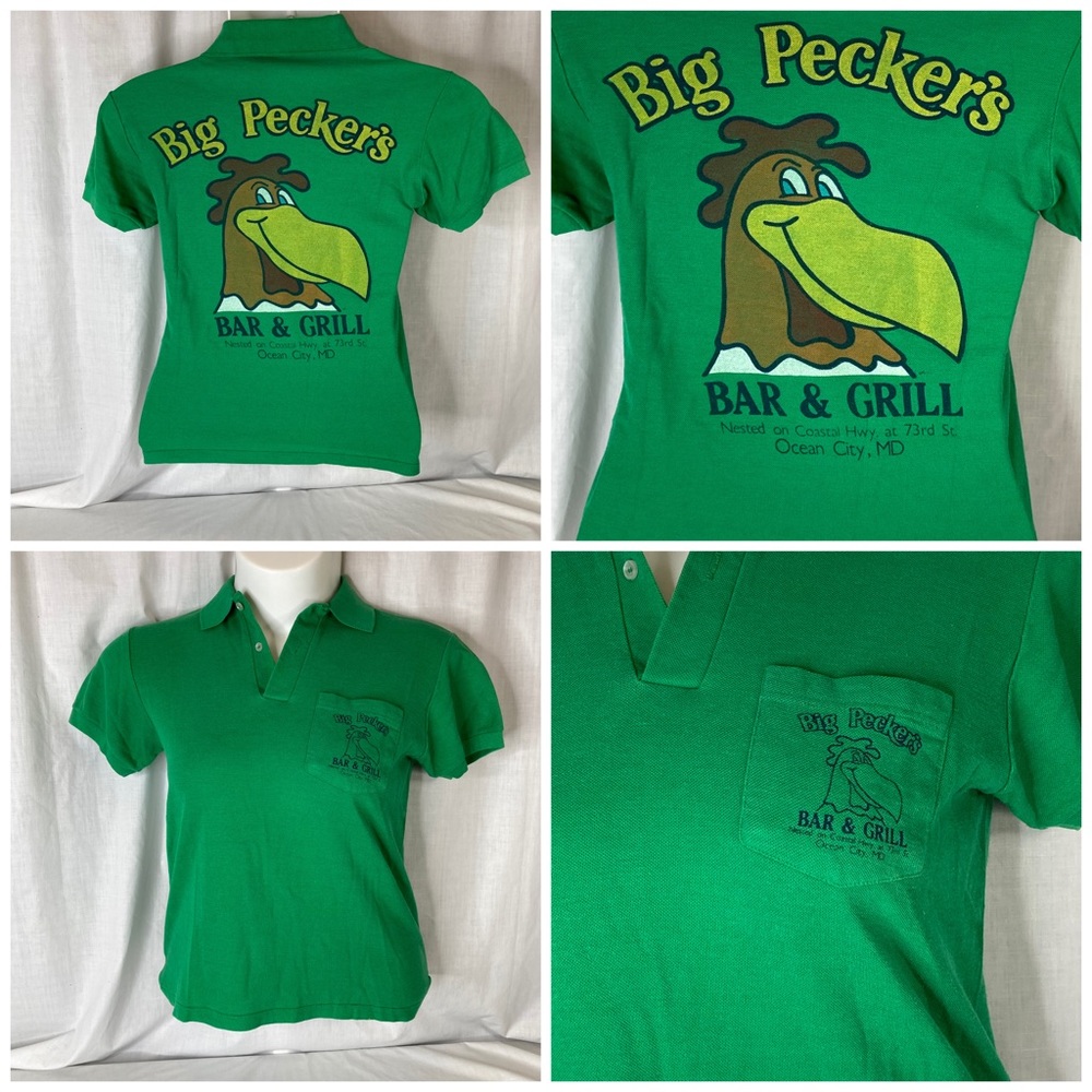 Big Peckers Bar Grill Polo Shirt Vtg Ocean City MD - Picture 1 of 12